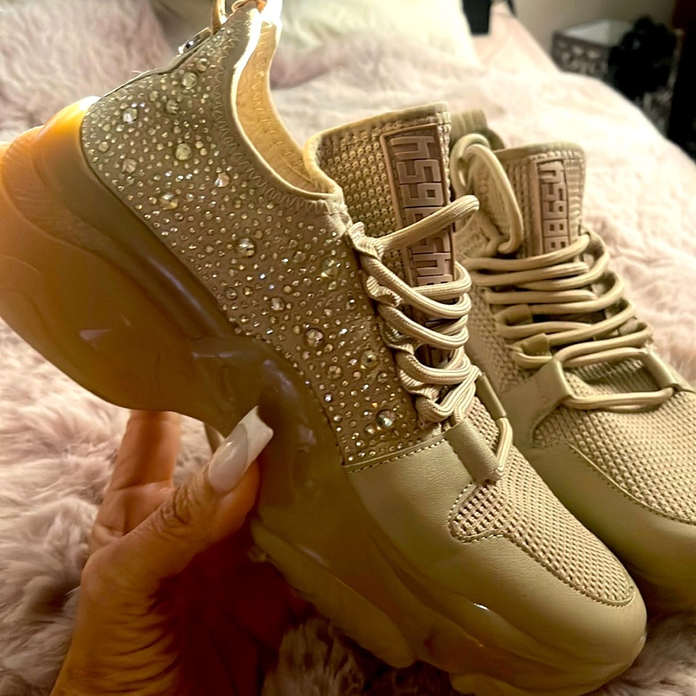 Steve Madden Women's Maxima Rhinestone-Trim Trainer Sneakers